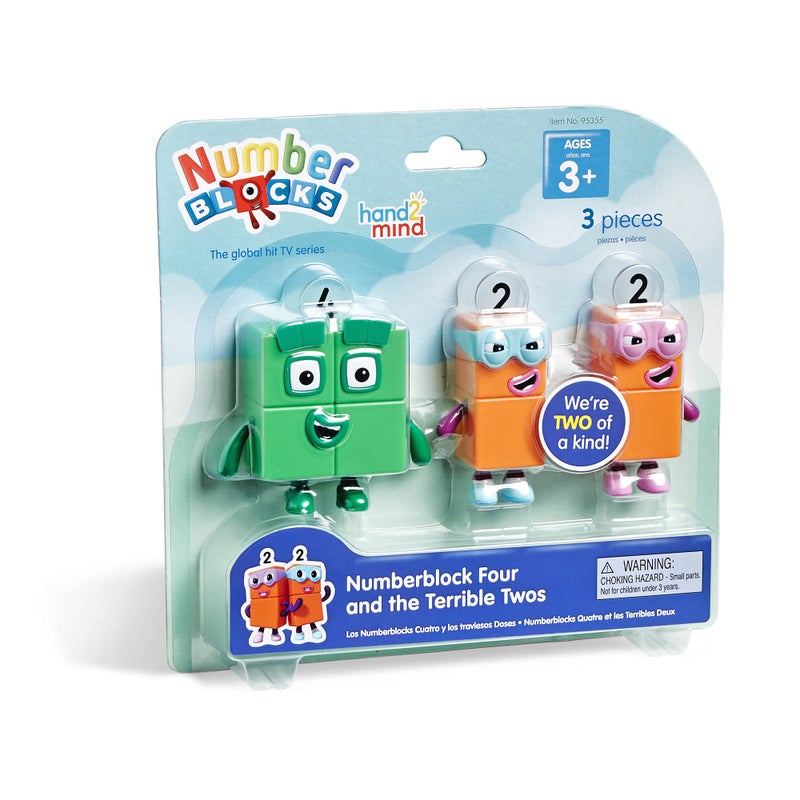 hand2mind hand2mind Numberblock Four and The Terrible Twos, Cartoon Action Figure Set, Toy Figures, Play Figure Playsets, Small Figurines for Kids, Number Toys, Math Toys for Kids 3-5, Birthday Gifts for Kids  - Image 1
