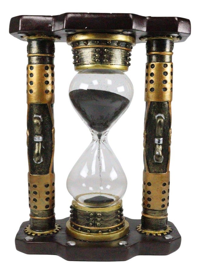 Ebros Gift Endless Time Shifting Warp Column Pillars Steampunk Gearwork Sandtimer Black Sand Figurine Sculpture Sand Timers Victorian Industrial Sci Fi Decor - Image 1