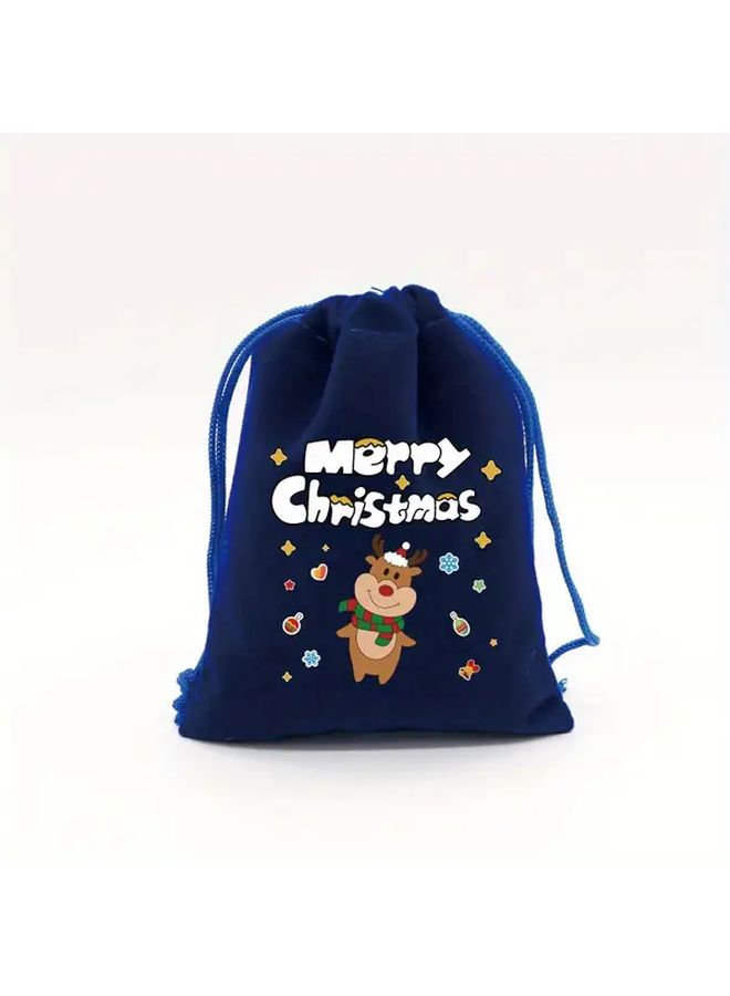 12pcs Christmas Drawstring Gift Bags with Snowflake and Candy Cane Design - Image 2