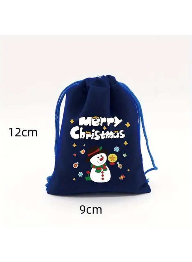 12pcs Christmas Drawstring Gift Bags with Snowflake and Candy Cane Design - Image 3