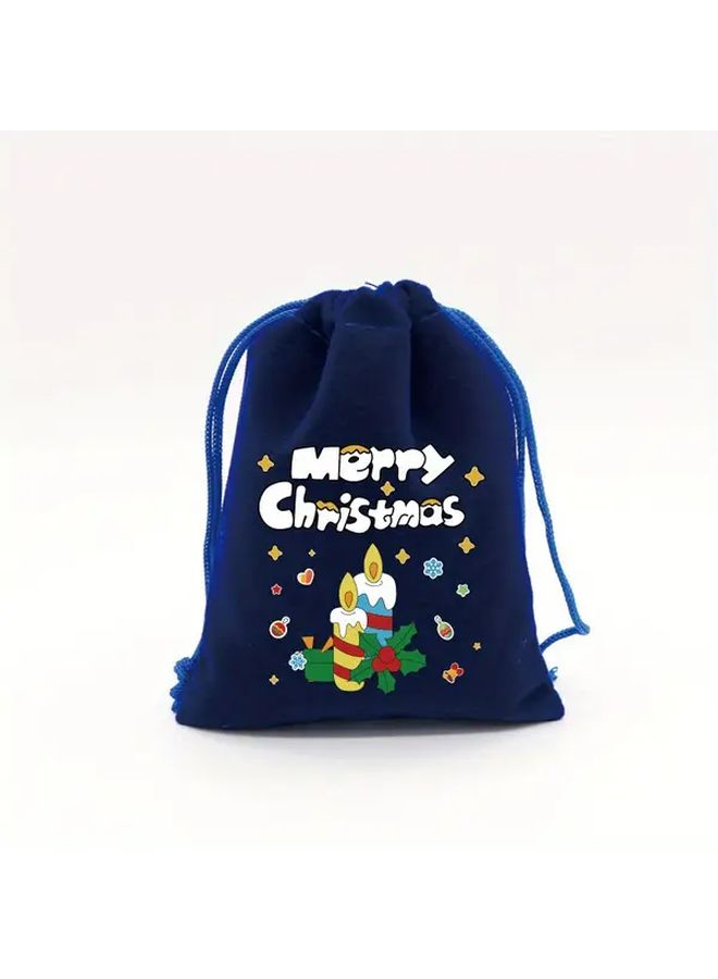 12pcs Christmas Drawstring Gift Bags with Snowflake and Candy Cane Design - Image 5