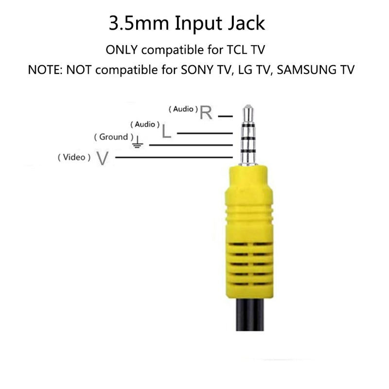 AILTECK Video AV Composite Adapter Cable Replacement for TCL TV, 3 RCA to 3.5mm AV Input Adapter - Image 2