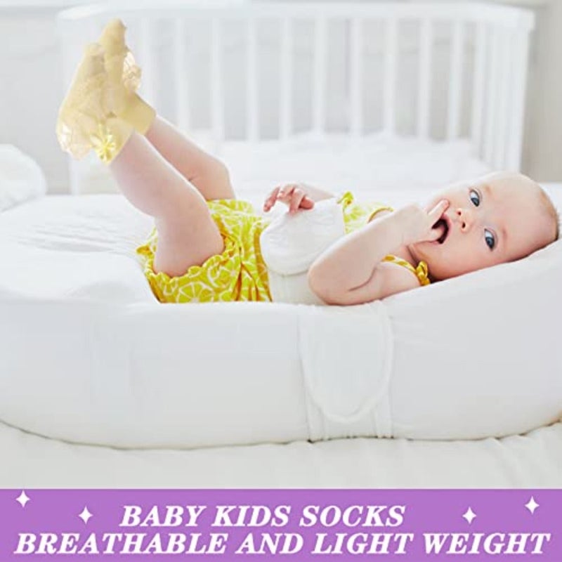 Hillban 9 Pairs Baby Lace Socks Girls' Ruffle Socks for Newborn Infants Princess Frilly Lace Cotton - Image 4
