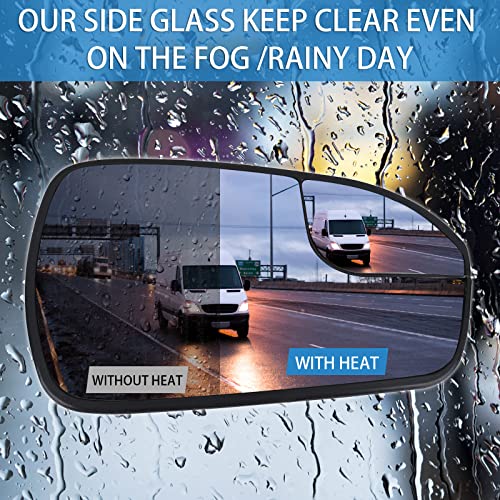 Tutor Auto Passenger Right Side Heated Mirror Glass Replacement for 2013 2014 2015 2016 2017 2018 2019 2020 Ford Fusion - Exterior Side View Convex Mirror with Blind Spot, Replace DS7Z17K707B - Image 3