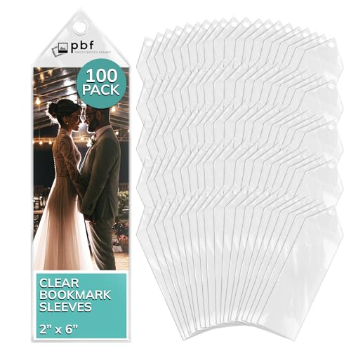 pbf PHOTO BOOTH FRAMES Photo Booth Frames - 100 Premium Vinyl Photo Booth Bookmark Sleeves 2 1/4 X 6 1/4 for Wedding 2x6 inch Photo Booth Sleeve - Image 1