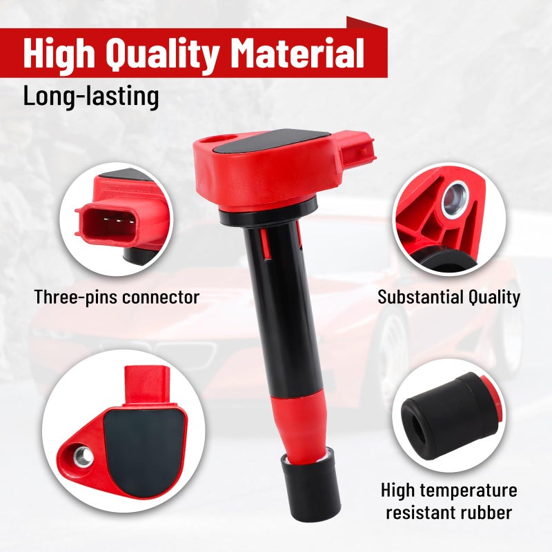 CarBole UF242 Ignition Coils and Iridium Spark Plug Set Fit for Honda Accord Odyssey, Acura TL CL RL 3.0L 3.2L 3.5L V6 (Pack of 6PCS) - Image 2