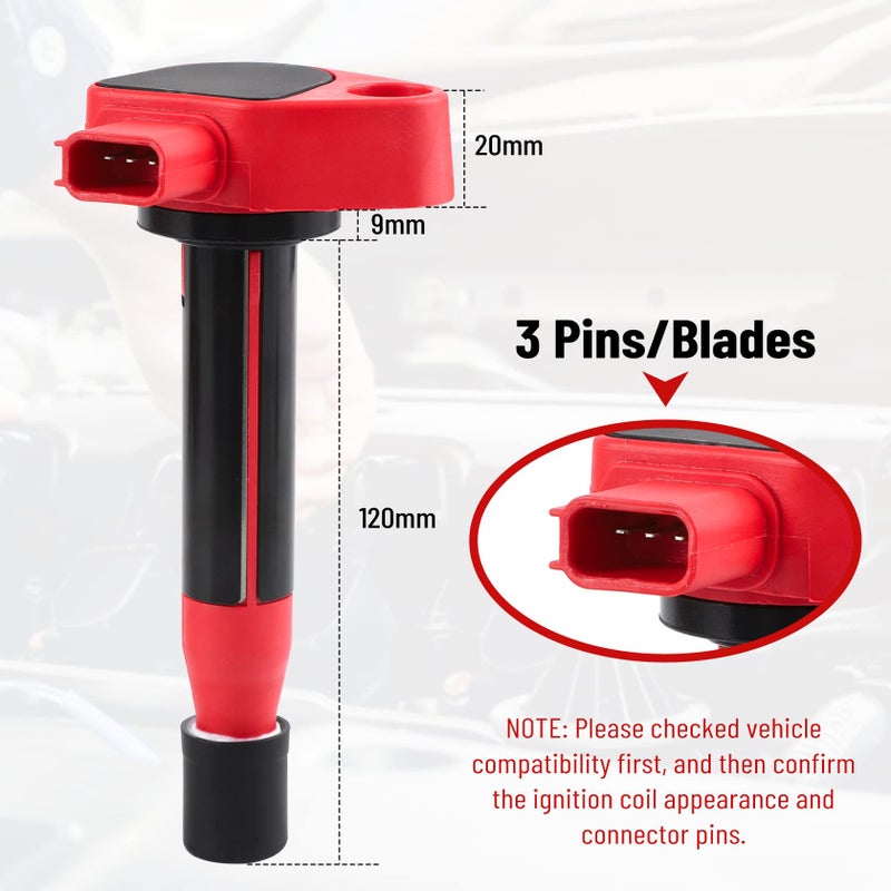 CarBole UF242 Ignition Coils and Iridium Spark Plug Set Fit for Honda Accord Odyssey, Acura TL CL RL 3.0L 3.2L 3.5L V6 (Pack of 6PCS) - Image 3
