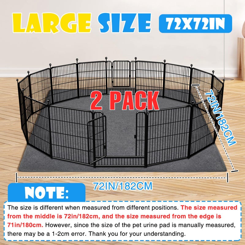 FURWEY 2 Pack Extra Large Washable Pee Pads for Dogs 72"x72" Reusable Dog Mat for Floor Non-Slip Waterproof Pee Pads for Dogs Fast Absorbent Pet Whelping Pads Puppy Playpen Mat for Incontinence, Housebreak - Image 2