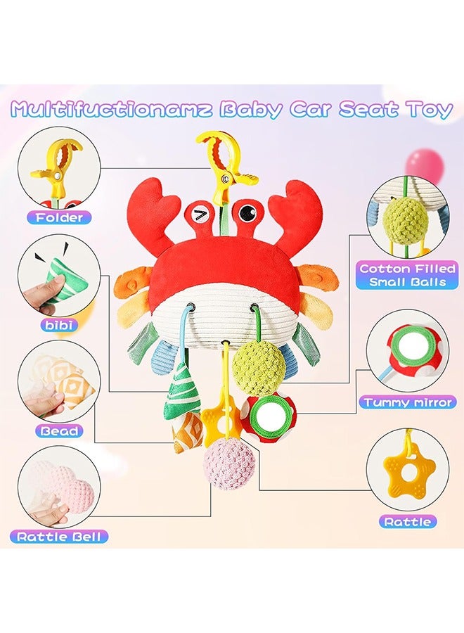Baby Stroller Rattle Pendant  Car Seat Toys For Babies 0-6 Months  Crab Stroller Toy With Clamp  Best Baby Ideal Gift For Ages 0 And Up Car Seat Toys for Babies 0-6 Months  Crab Stroller Toy with Clamp,Mirror  Little Bell  Rattles  Crinkle  Squeaky Baby Newborn Toys for 3-6 Months Best Baby Ideal Gift for Ages 0 and Up - Image 4