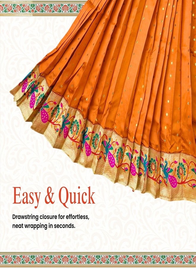 PUNYATVA Gudhi Vastra لمهرجان Gudhi Padwa (بايثاني، البرتقالي) | غطاء ساري تقليدي من ماهاراشترا جودي لغودي بادفا | ديكورات Ugadi & GudhiPadawa الجاهزة لديكور Pooja - Image 4