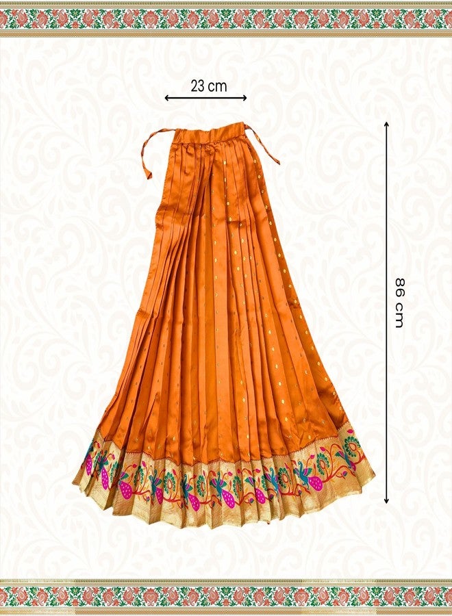 PUNYATVA Gudhi Vastra لمهرجان Gudhi Padwa (بايثاني، البرتقالي) | غطاء ساري تقليدي من ماهاراشترا جودي لغودي بادفا | ديكورات Ugadi & GudhiPadawa الجاهزة لديكور Pooja - Image 5