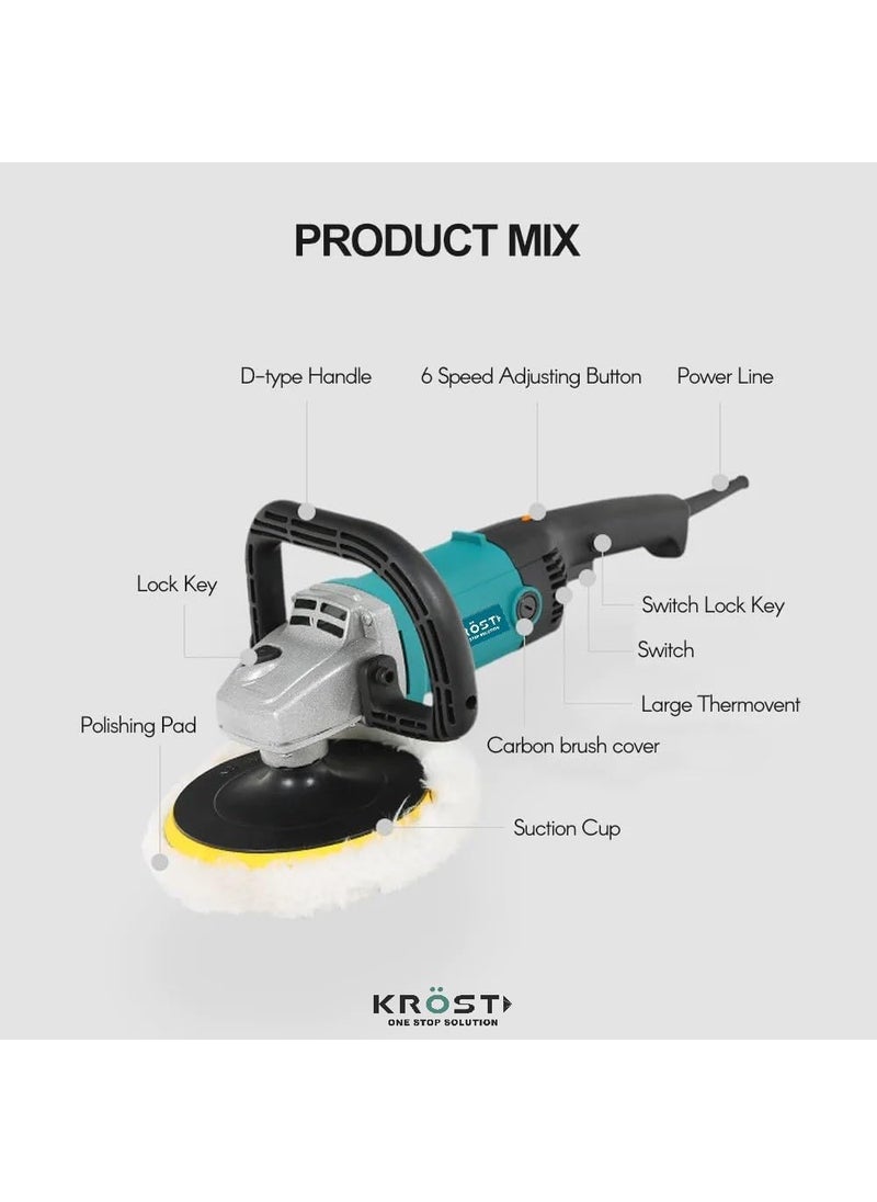 KROST KROST Professional 7 Car Polisher Machine Double Insulated With Speed AdjustmentCopper Winding  - Image 2