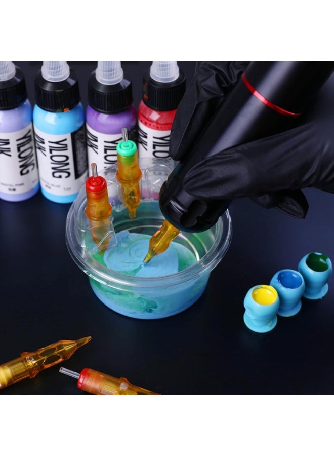 YILONG 20Pcs Disposable Tattoo Cartridge Needle Cup Holders, Clear Plastic Tattoo Pigment Ink Cups with Needle Slot Design, Multi-Functional Tattoo Ink Container for Tattoo Needle Storage, Microblading, Permanent Makeup Tattoo Supplies - Image 5