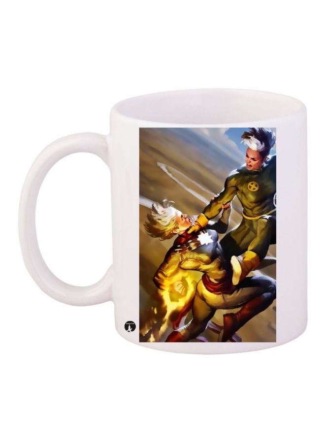 RYN Superhero Printed Coffee Mug White/Gold/Brown 11ounce