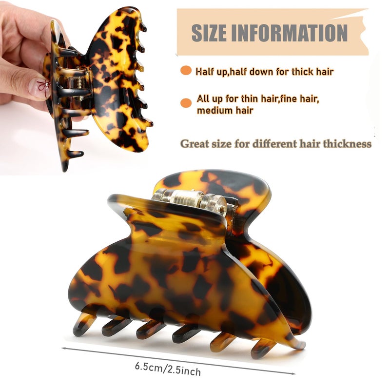 Eyegla 2Pcs Small Medium Hair Claw Clips for Women Tortoise Shell Claw Hair Clips for Thin Fine Medium Thick Hair - Image 4