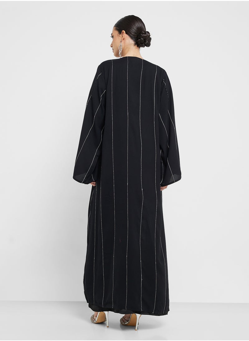 hayas closet Black Abaya with Sheila  - Image 2