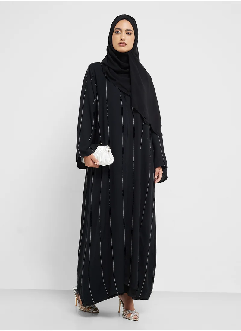 hayas closet Black Abaya with Sheila
