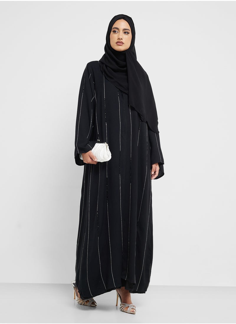 hayas closet Black Abaya with Sheila  - Image 1