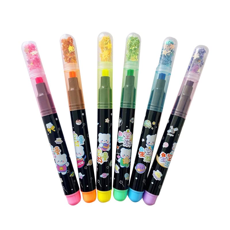 Crackles 6 Piece Star Themed Highlighter color marker pens for office and school kids boys and girls- pack of 1 - Image 1
