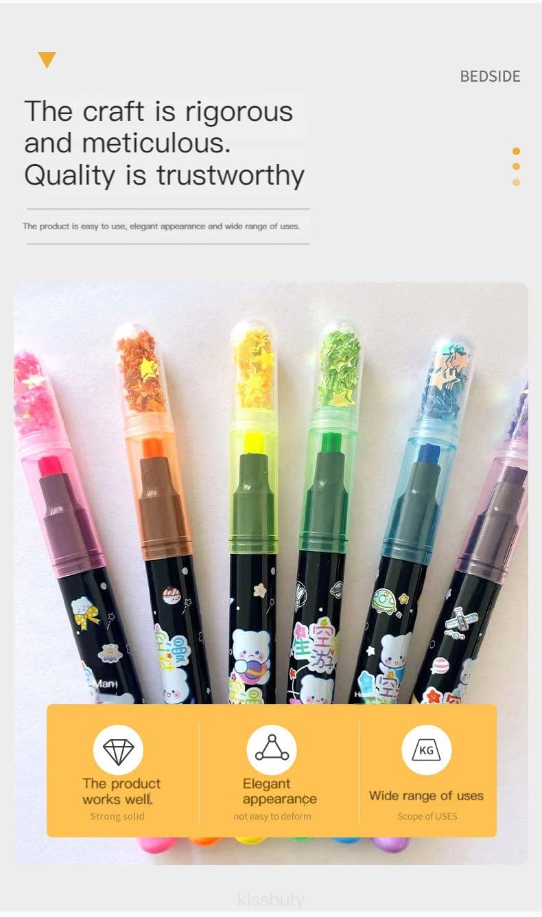 Crackles 6 Piece Star Themed Highlighter color marker pens for office and school kids boys and girls- pack of 1 - Image 3