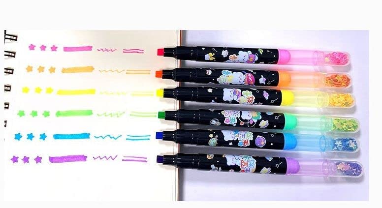 Crackles 6 Piece Star Themed Highlighter color marker pens for office and school kids boys and girls- pack of 1 - Image 5