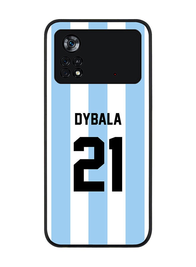 Stylizedd Rugged Black edge case for Poco M4 Pro 4G Slim fit Soft Case Flexible Rubber Edges Anti Drop TPU Gel Thin Cover - Football Team - Argentina Player Name - Dybala - Image 1