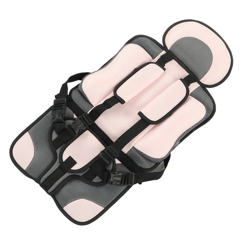 كرسي أمان الأطفال بسيط قابل للطي مع حزام قابل للتعديل لوضع السيارة -- إكسسوارات السفر -- كرسي وقائي بلون وردي داكن - Image 4