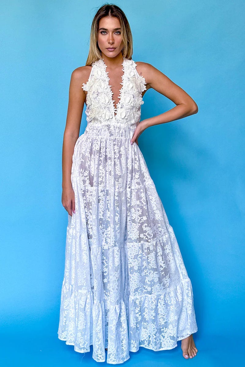 Antica Sartoria White Lace Dress - Image 1