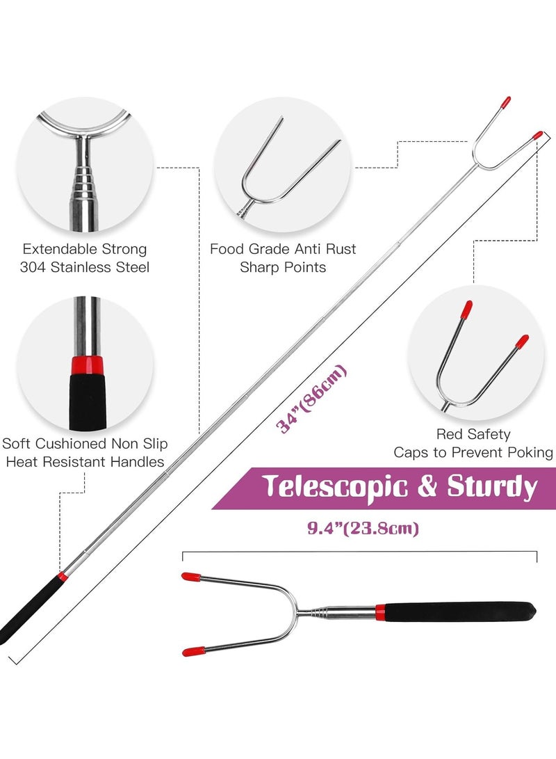 SYOSI Set of 5 Marshmallow Roasting Sticks - Telescoping Smores Skewers for Fire Pits, Campfires, and Grilling, Ideal for Hot Dogs and Bonfire Parties - Image 2