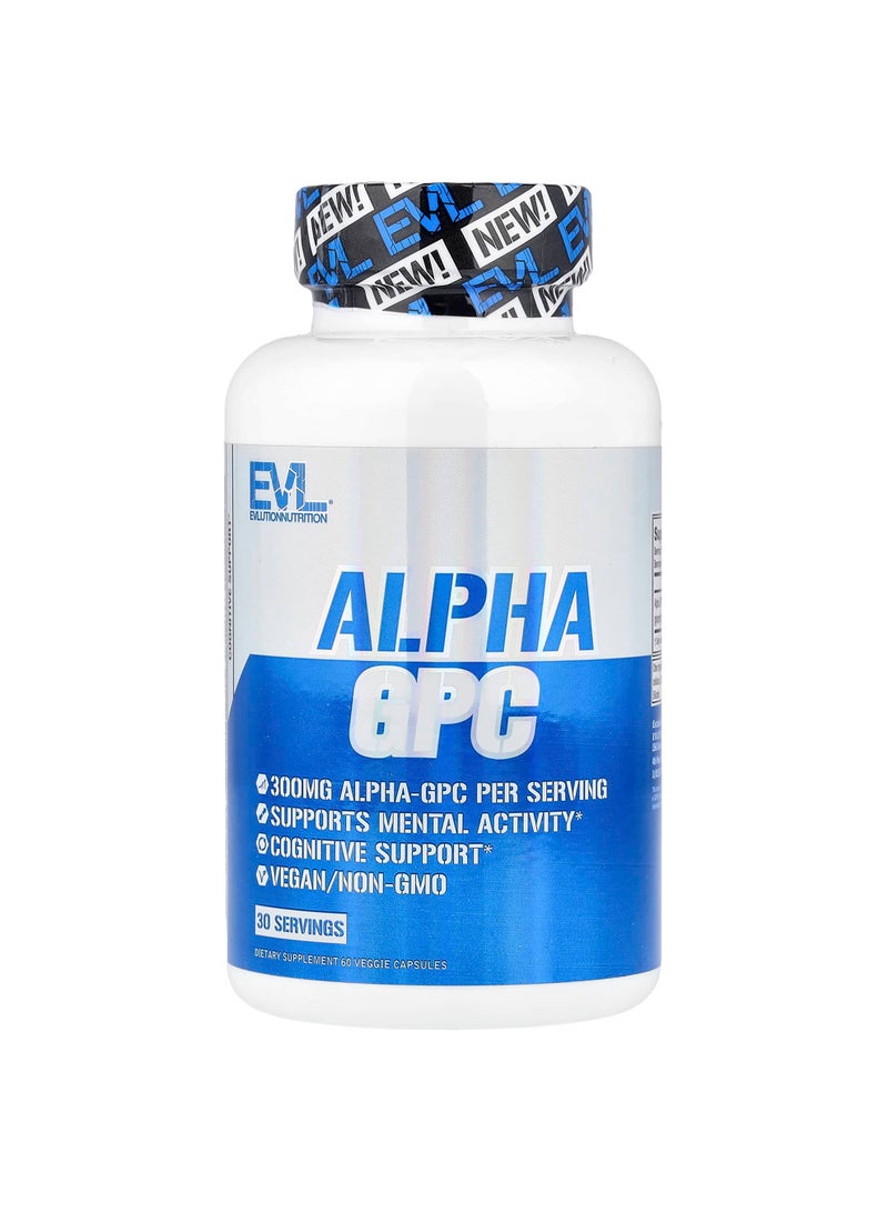 EVLUTION NUTRITION Alpha GPC, 60 Veggie Capsules (300 mg per Capsule)