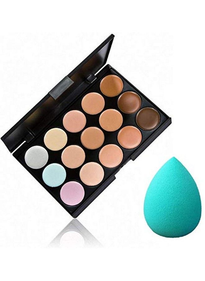 Spanking Beauty 15 Colors Contour Face Cream Makeup Concealer Palette + Make Up Sponge  - Image 1