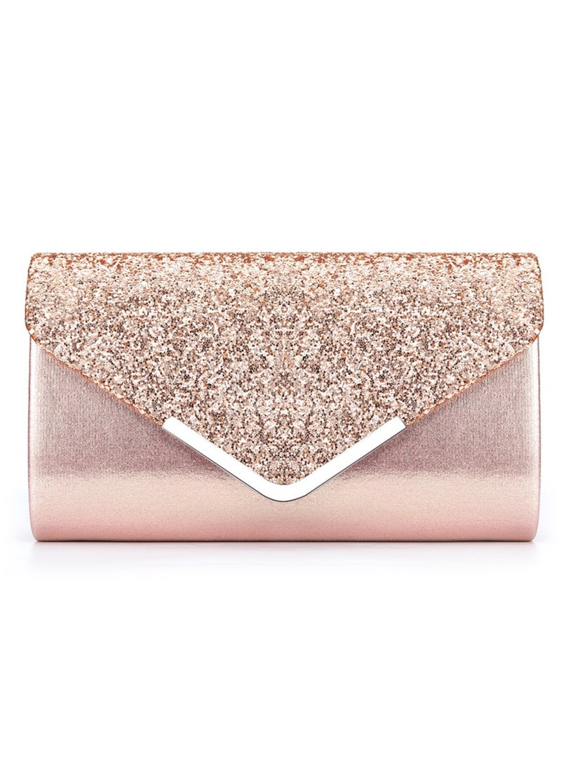 الوردي سلسلة انفصال متلألئة مساء القابض مع مغلف فاخر مخلب مع حفل زفاف رسمي كوكتيل - Image 2