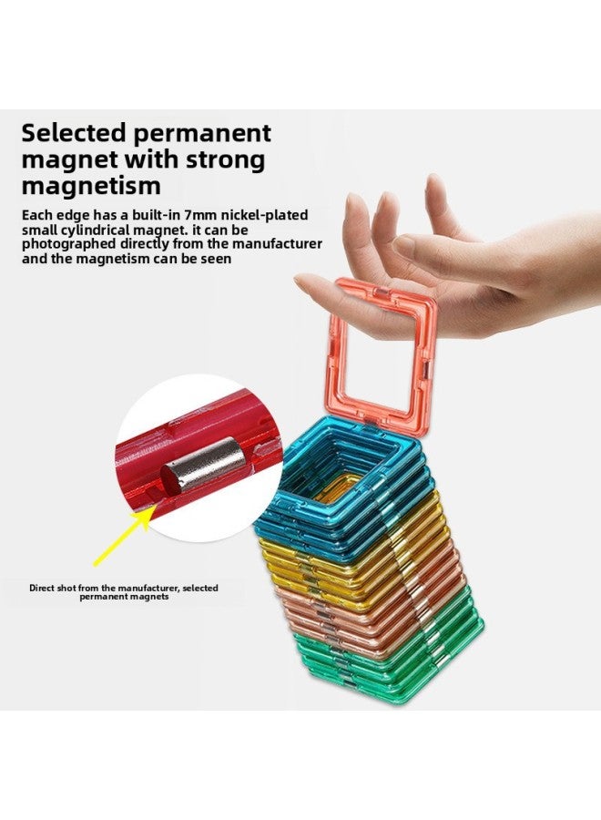 Varied Large Magnetic Pieces Strong Magnetic Building Blocks Pure Magnetic Desktop Assembled Strong Magnetic Assembled Children's Educational Toys-Color:.6.5 Large Size 72 Pcs [comes With Storage Box + Ferris Wheel Bracket + Wheel Set]  - Image 5