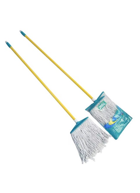 Cotton Mop for Floor cleaning with handle Super Absorbent 100% Microfiber Threads, For All Types of Surfaces, Durable Design, Faster Dehydration, Multicolor