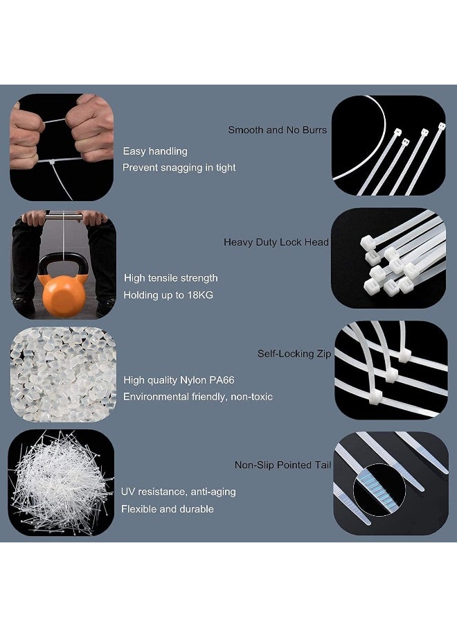 Biella Biella 100Pcs Cable Ties Nylon Zip Ties Wraps  - Image 4