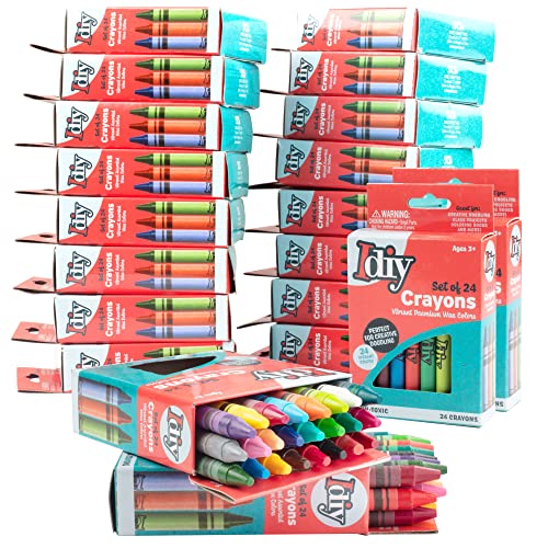 SCS Direct IDIY Individually Packaged Wrapped Boxes Wax Crayons (20 Packs, 24 colors, 480 pc total) -ASTM Safety Tested, For Kids, Teachers, Bulk Art Classrooms, Back To School Supplies, Summer Craft Projects - Image 1