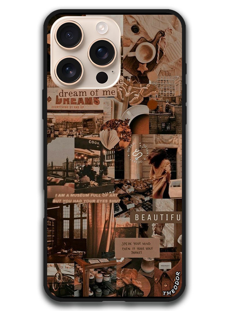 Theodor غطاء واقي مضاد للخدش ومقاوم للصدمات لجهاز iPhone 16 Pro Max (6.9) بوصة بتصميم جمالي داكن جميل - Image 1