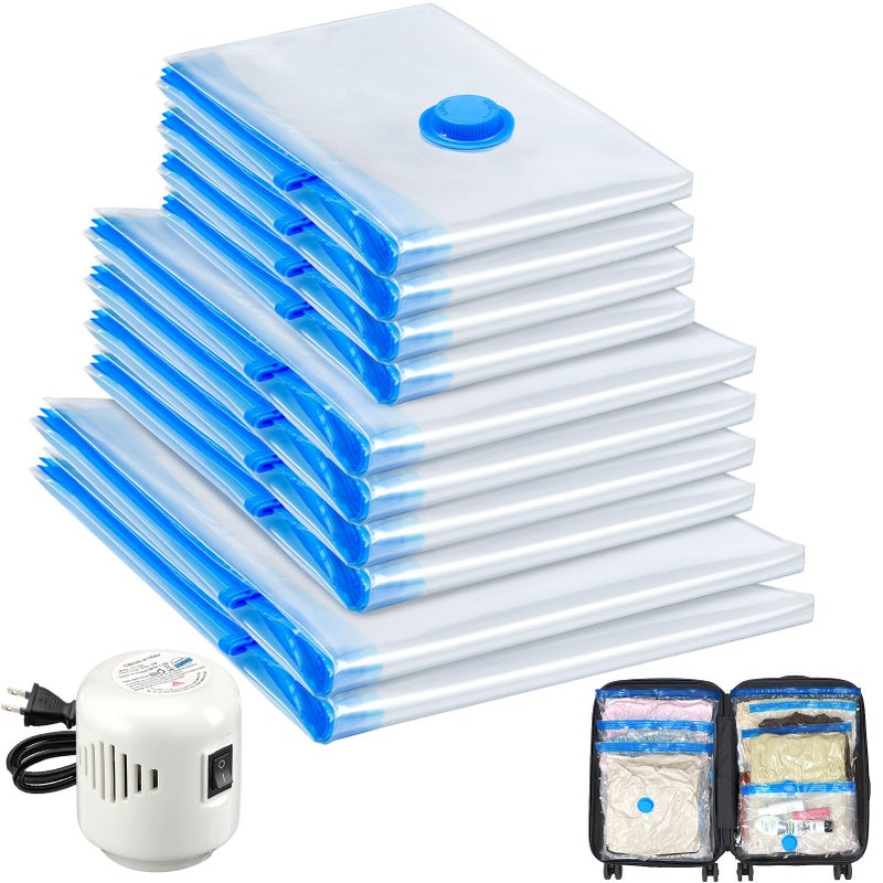 10 Pack Travel Vacuum Storage Bags With Electric Pump Vacuum Seal Bags for Clothing Vacuum Sealer Bags for Luggage Travel Essentials
