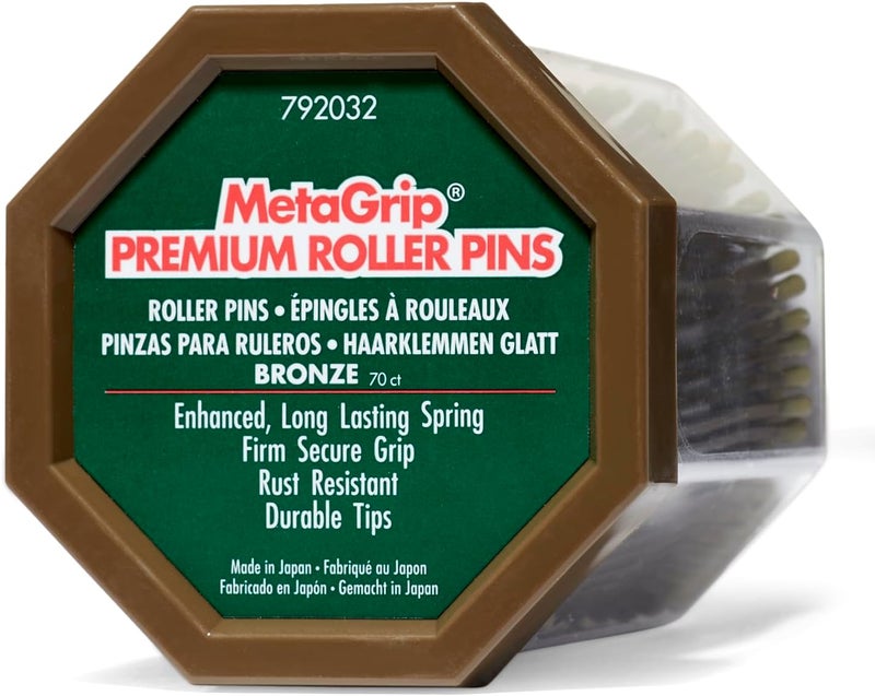 MetaGrip Bronze Premium Roller Pins - 70 Count Durable Hair Styling Pins - Image 1
