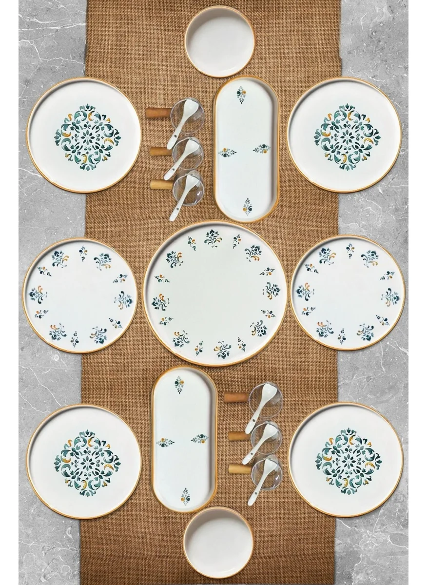 Kitchen Life 23 Piece 6 Person D-Harma Stackable Breakfast Set - Breakfast Presentation Set with Sauce Bowl and Spoon