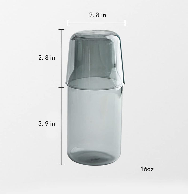 Rocktrend Clear Glass Bedside Night Water Carafe Tumbler Set  Pitcher And Cup Night Set - Image 2