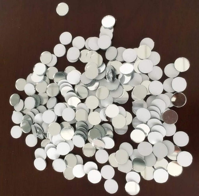 400PCS MINI ROUND GLASS MIRROR MOSAIC SMALL ROUND GLASS CRAFTS REAL GLASS MIRROR MOSAIC TILES SILVER MIRROR 1X1CM