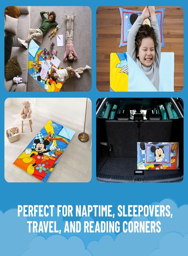 Jay Franco Kids Slumber Bag and Pillow - 54 x 27 Inch Comfy Indoor Sleeping Bag for School and Sleepovers, 2 Piece Set, Multi - Mickey Mouse - Image 5