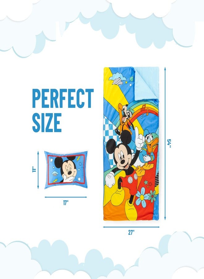Jay Franco Kids Slumber Bag and Pillow - 54 x 27 Inch Comfy Indoor Sleeping Bag for School and Sleepovers, 2 Piece Set, Multi - Mickey Mouse - Image 2
