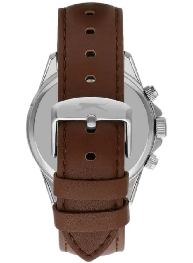 Slazenger SLAZENGER Men's Watch, Multi Function Display and Leather Strap - SL.9.2251.2.04, Brown