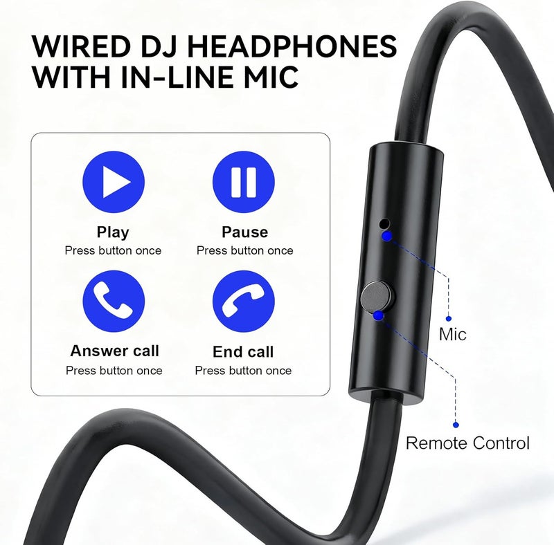 OneOdio Hi-Res Over Ear Headphones for Studio Monitoring and Mixing, Sound Isolation, Protein Leather Earcups, 50mm Driver Unit, Wired Headphones for AMP Guitar Keyboard (Pro-50 Black) - Image 5