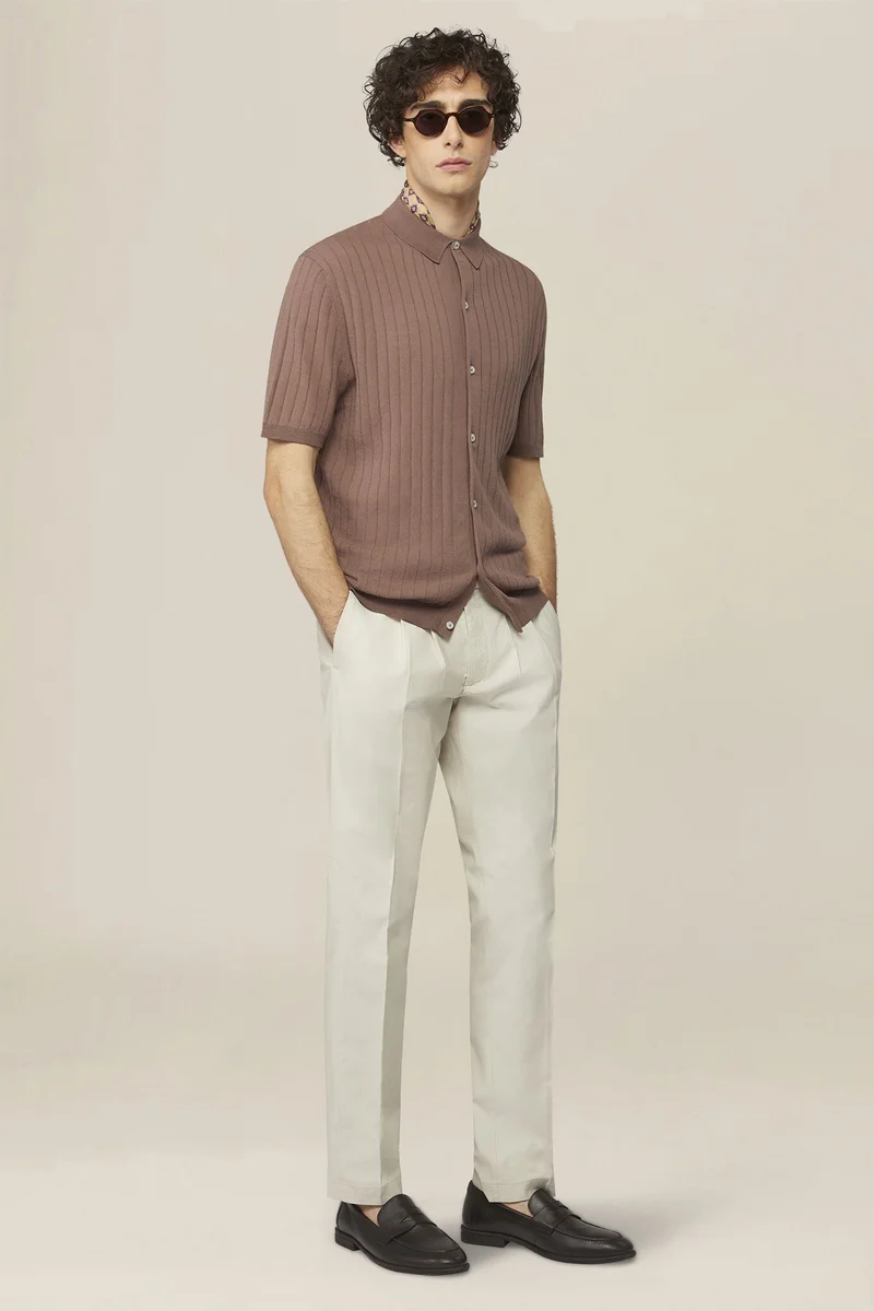 Doppelganger Pink Men's 100% cotton knitted polo shirt - Antique Rose for Men | Best Price UAE