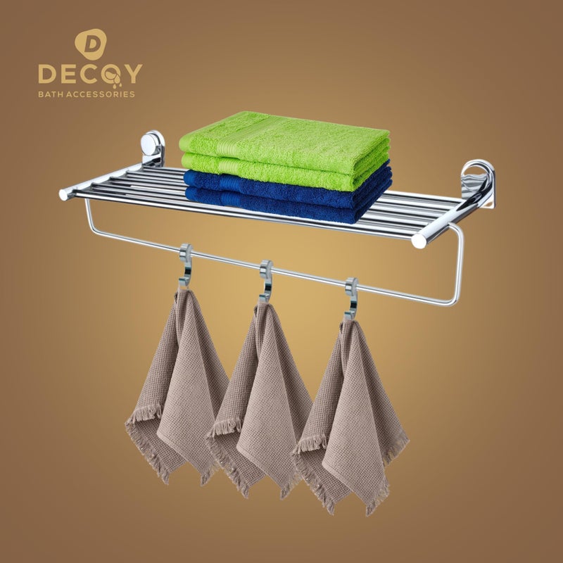 DDECOY Bath Accessories Stainless Steel Zara Redlay Towel Rack | Towel Stand | Towel Rack and Rod with Hanger and Hook | Stand Holder | Towel Holder Suitable for Home Hostel 24 Inches (600 MM) - Image 2
