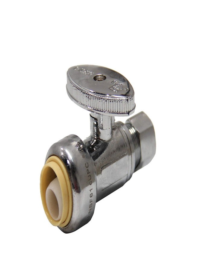 EFIELD (Pack of 10) EFIELD Push Fit 1/4 Turn Straight Stop Valve Water Shut Off 1/2 Push x 3/8 Inch Compression Chrome with a Disconnect Clip,(PF-VALVE021-10PCS) - Image 3