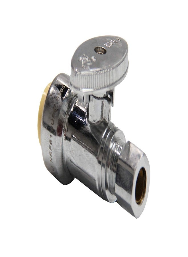 EFIELD (Pack of 10) EFIELD Push Fit 1/4 Turn Straight Stop Valve Water Shut Off 1/2 Push x 3/8 Inch Compression Chrome with a Disconnect Clip,(PF-VALVE021-10PCS) - Image 2